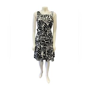 Esprit Black and White Patterned Midi Dress EUC Sleevless Size 6
